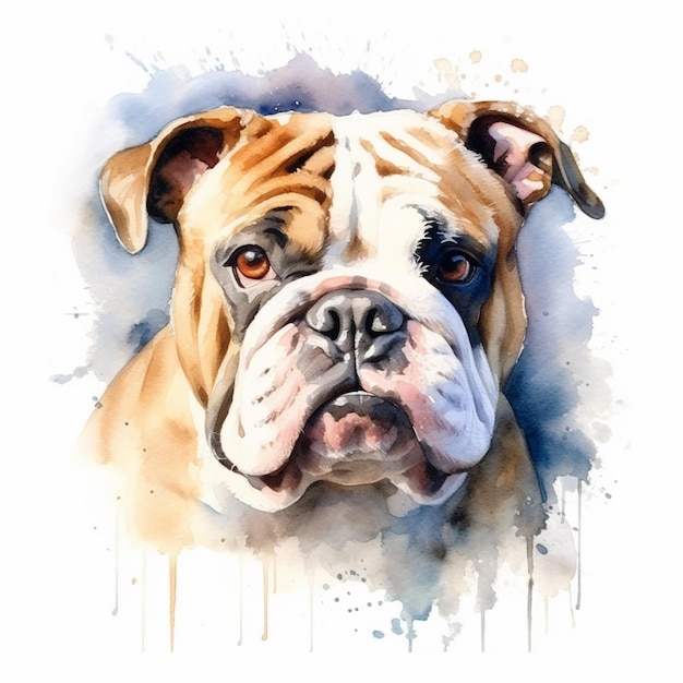 Peinture d'un chien bouledogue avec un fond blanc ai génératif