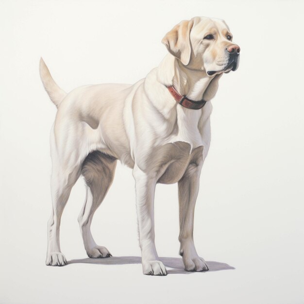 Peinture d'un chien debout devant un fond blanc ai génératif