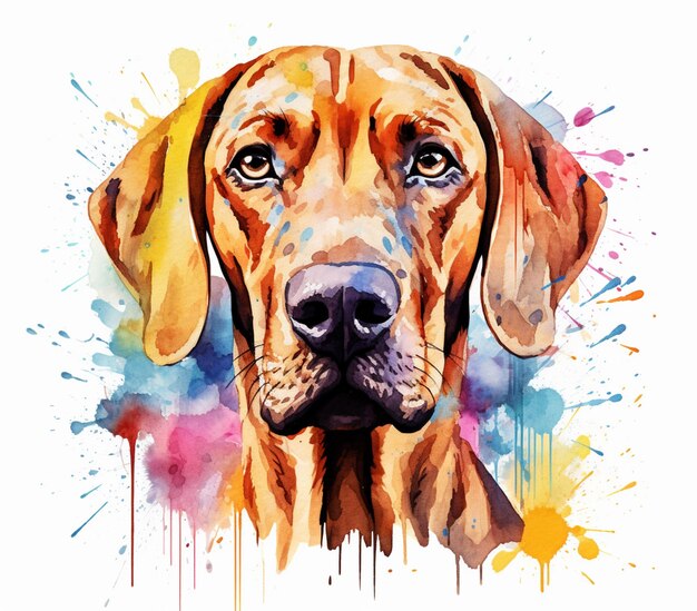 peinture d'un chien avec un fond coloré ai générative