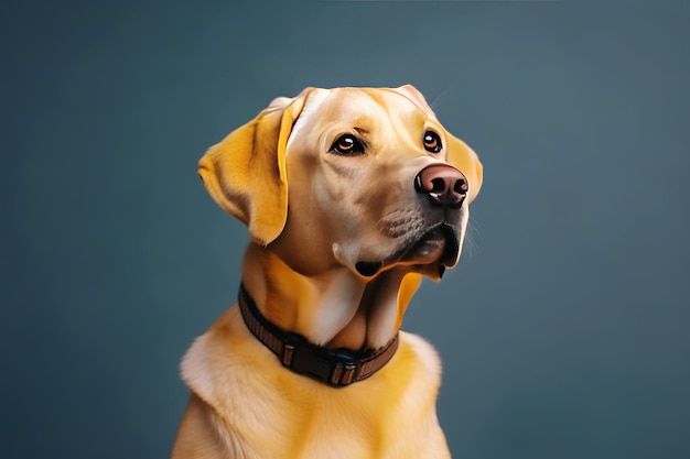 Une peinture d'un chien jaune