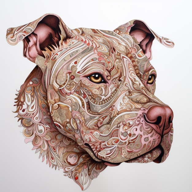 peinture d'un chien avec des motifs complexes sur son visage