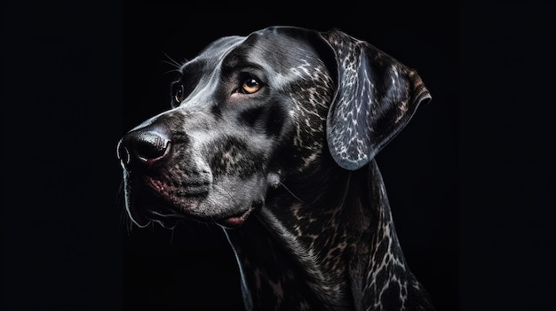 Une peinture d'un chien noir avec le nom dalmatien dessus