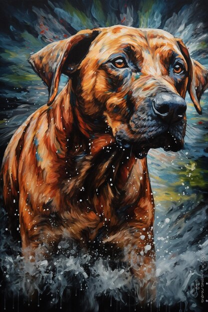 Une peinture d'un chien nommé personne