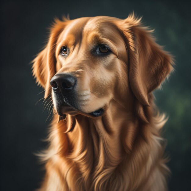 Une peinture d'un chien qui a un visage brun.