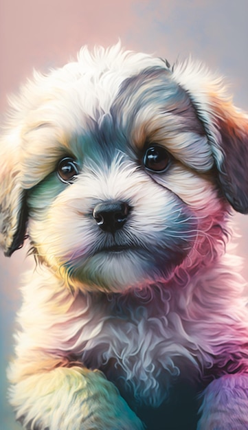 Une peinture d'un chiot de shih tzu