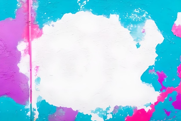 une peinture d'un ciel bleu et rose avec un nuage blanc dedans.