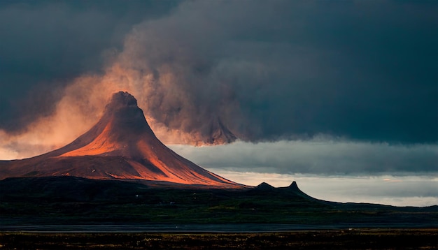 Peinture de ciel de champ de montagne de volcan