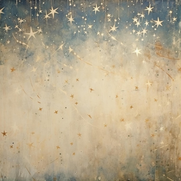 peinture d'un ciel étoilé avec des étoiles blanches et un ciel bleu génératif ai