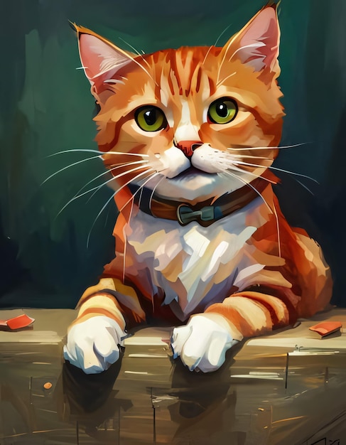 Peinture classique d'un mignon chat