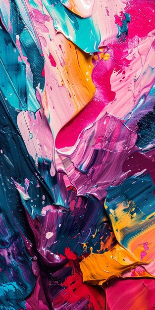 Une peinture colorée avec beaucoup de couleurs différentes et de coups de pinceau