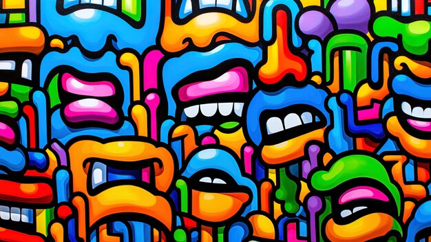 Photo une peinture colorée d'une bouche avec différentes couleurs