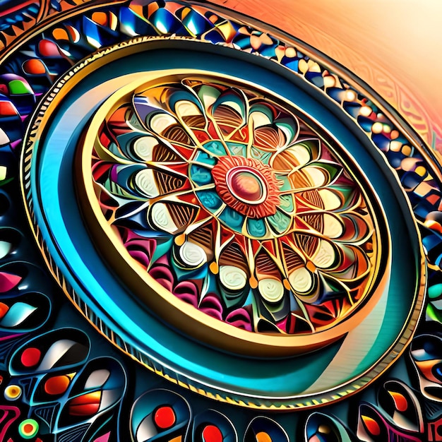 Une peinture colorée avec un cercle au milieu