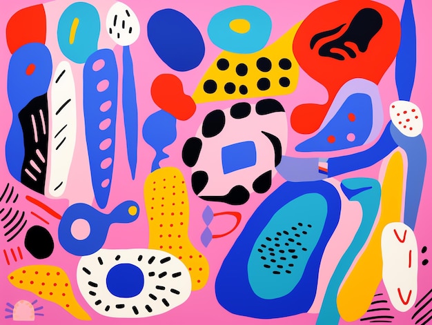 une peinture colorée d'une chaussure bleue et rose et d'un serpent bleu