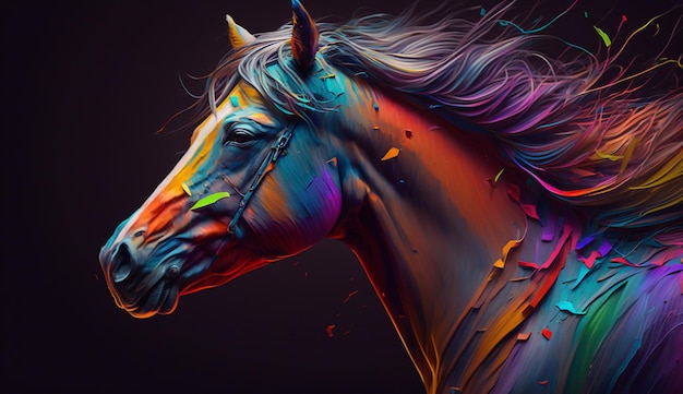 Peinture colorée de cheval Generative Ai