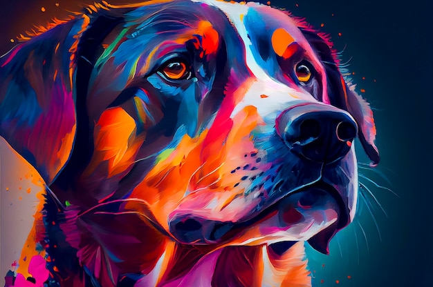 Peinture colorée d'un chien