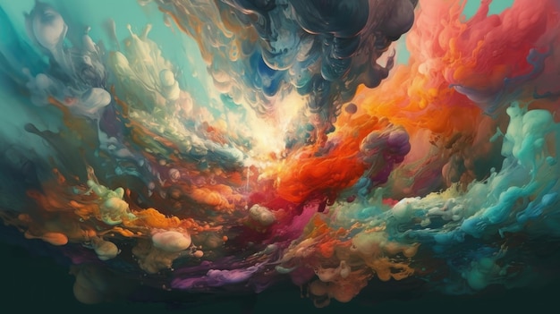 Une peinture colorée d'une explosion liquide