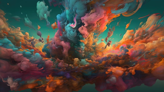 Une peinture colorée d'une explosion liquide