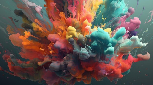 Une peinture colorée d'une explosion liquide