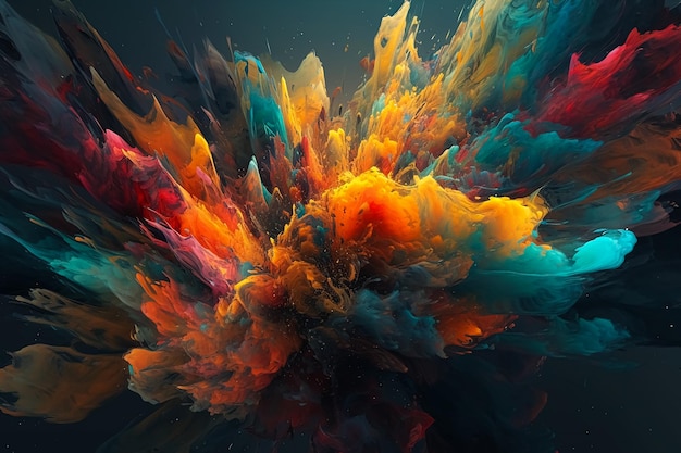 Une peinture colorée d'une explosion de peinture