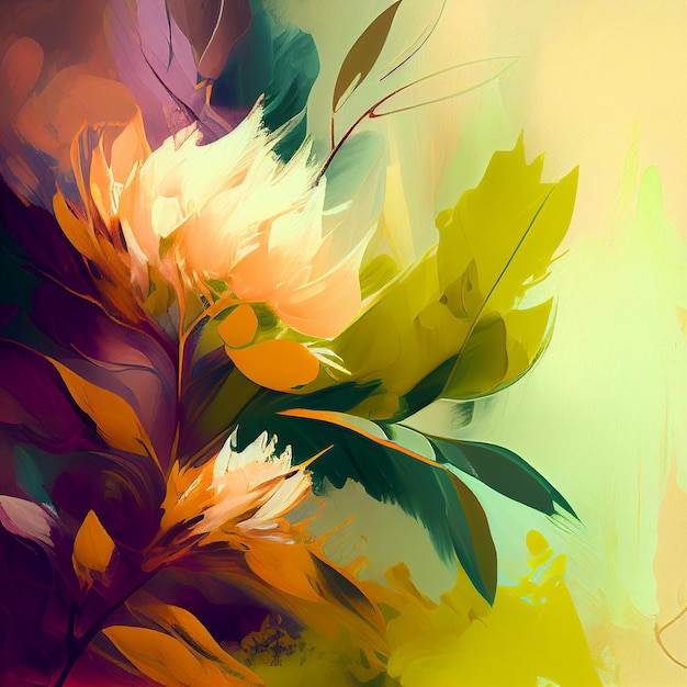 Une peinture colorée de fleurs avec le mot amour dessus