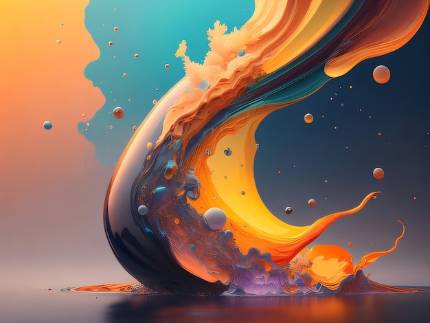 Une peinture colorée d'un fond liquide