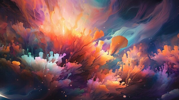 Une peinture colorée d'un fond liquide