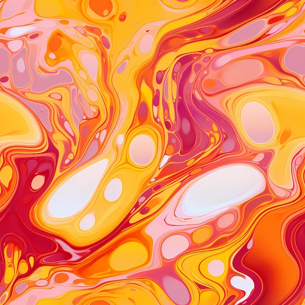 Une peinture colorée de liquide orange et jaune avec les mots " orange " sur elle.