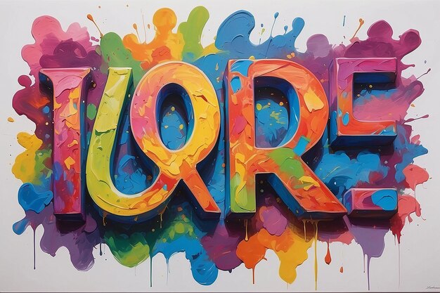 Une peinture colorée avec le mot dessus