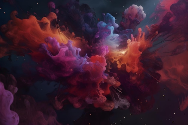 Une peinture colorée d'un nuage liquide