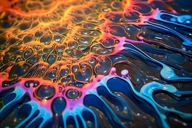 Photo une peinture colorée de peinture liquide avec un fond noir.