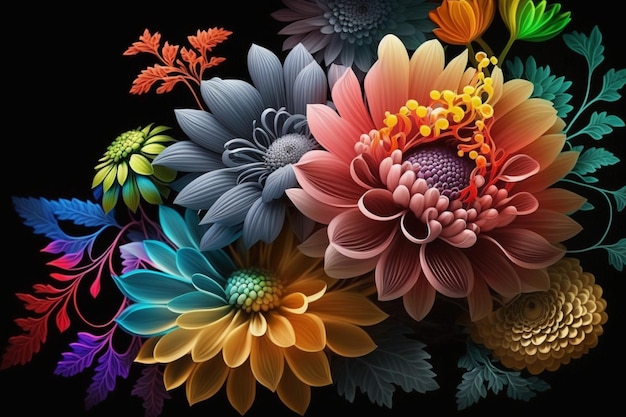 Peinture colorée de photo de fond de fleurs