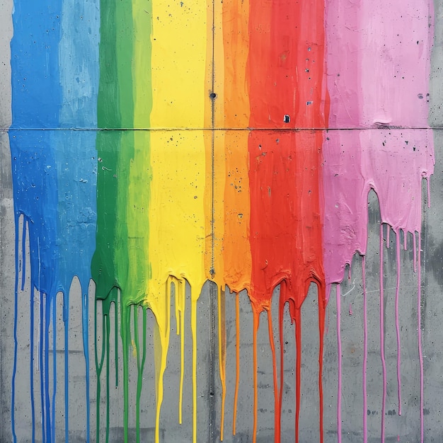 La peinture colorée qui coule sur un mur crée un fond vibrant