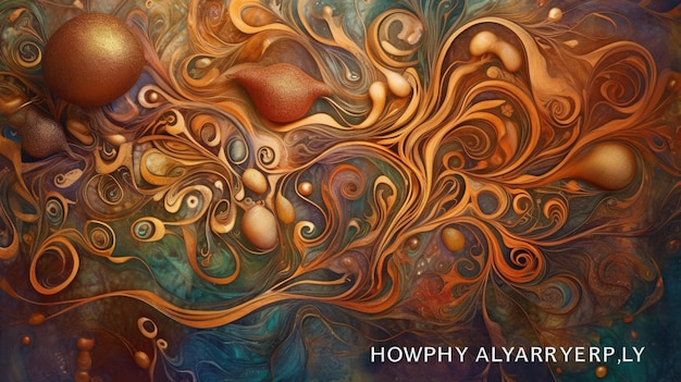 Une peinture colorée avec le titre howgy alya.