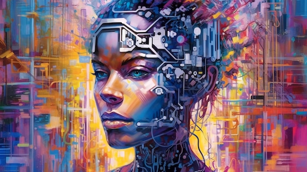 Peinture d'un concept humain fantastique monde futur Journée mondiale de la population AI générée