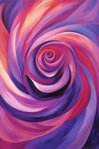 peinture d'une conception en spirale avec un centre génératif violet et rouge ai