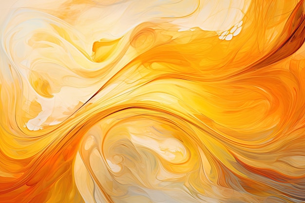 une peinture d'un coucher de soleil aux couleurs orange et jaune.