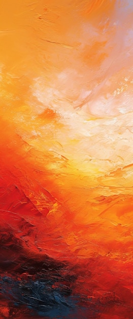 peinture d'un coucher de soleil rouge et orange avec un oiseau solitaire volant