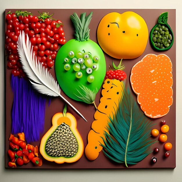 Photo une peinture avec des couleurs faites de fruits et légumes et