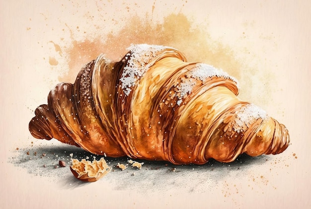 Photo une peinture d'un croissant avec une noix sur le dessus.