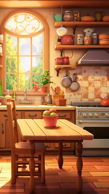 Photo peinture de la cuisine avec équipement de cuisine