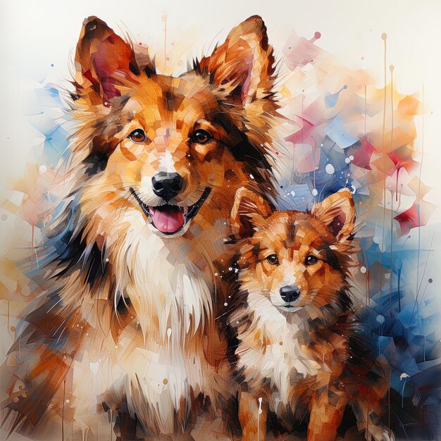 Photo une peinture de deux chiens et l'un est intitulé le nom d'un chien