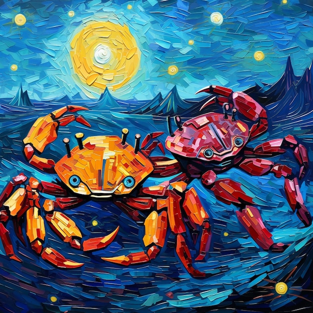 Peinture de deux crabes