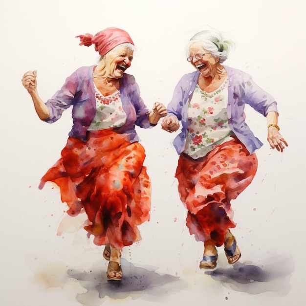 peinture de deux femmes dansant dans une pose de danse IA générative