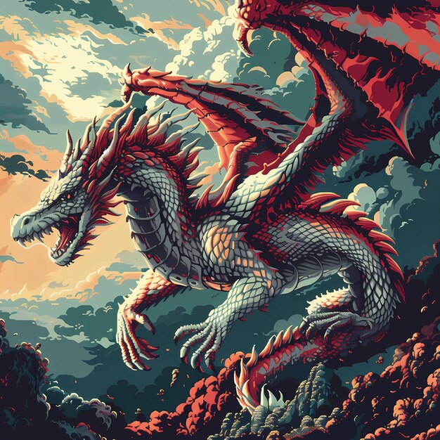 peinture de dragon pixel art