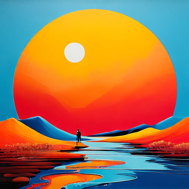 peinture du coucher de soleil