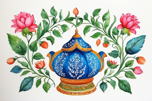 Peinture à l'eau Buta traditionnel moghol pour l'impression