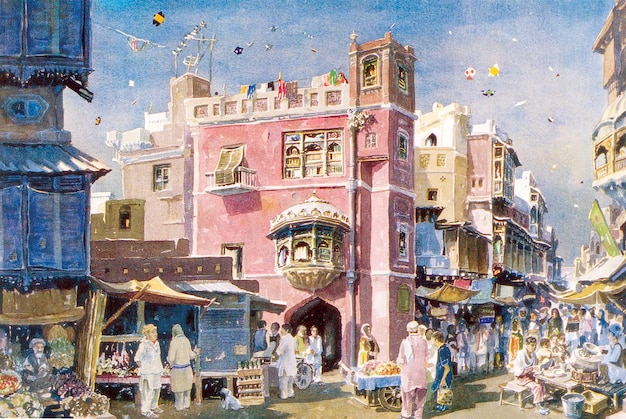 La peinture à l'eau de la vieille culture pakistanaise de Lahore8