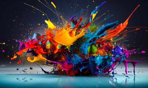 Peinture éclaboussure colorée Éclaboussures de peinture artistique liquide AI générative