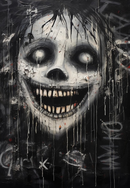 Photo une peinture effrayante d'un visage effrayant avec de la peinture qui coule.