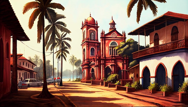 Une peinture d'une église à varadero, cuba